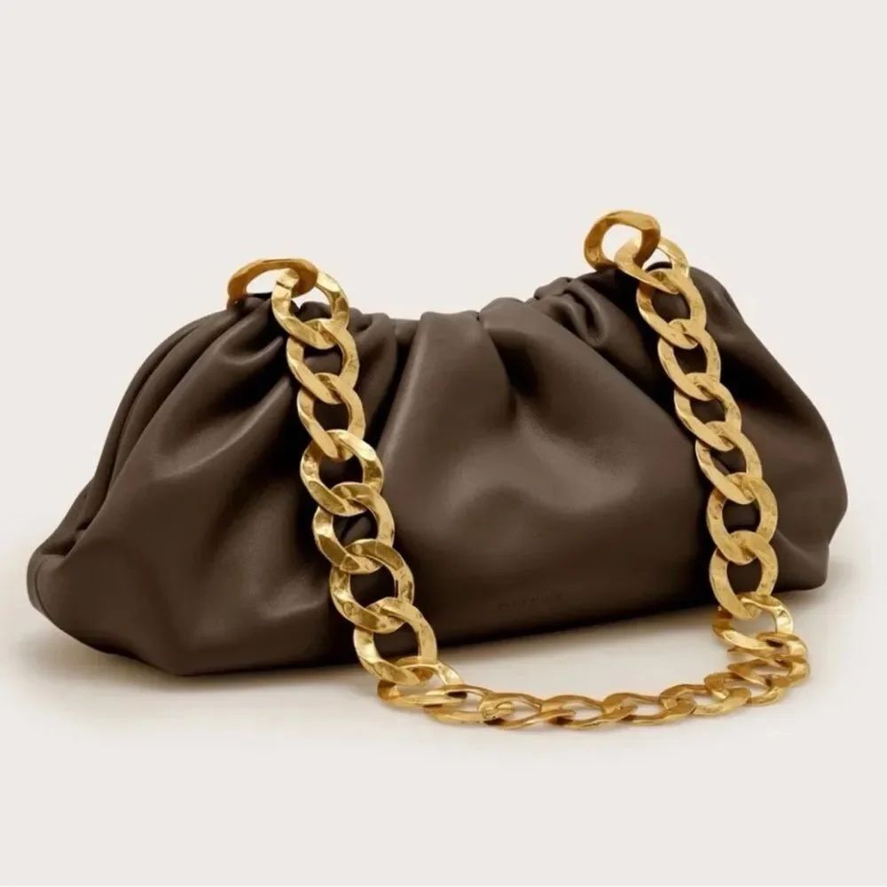 NWT Cult Gaia Dulce Shoulder Bag Luwak Brown Gold Chain